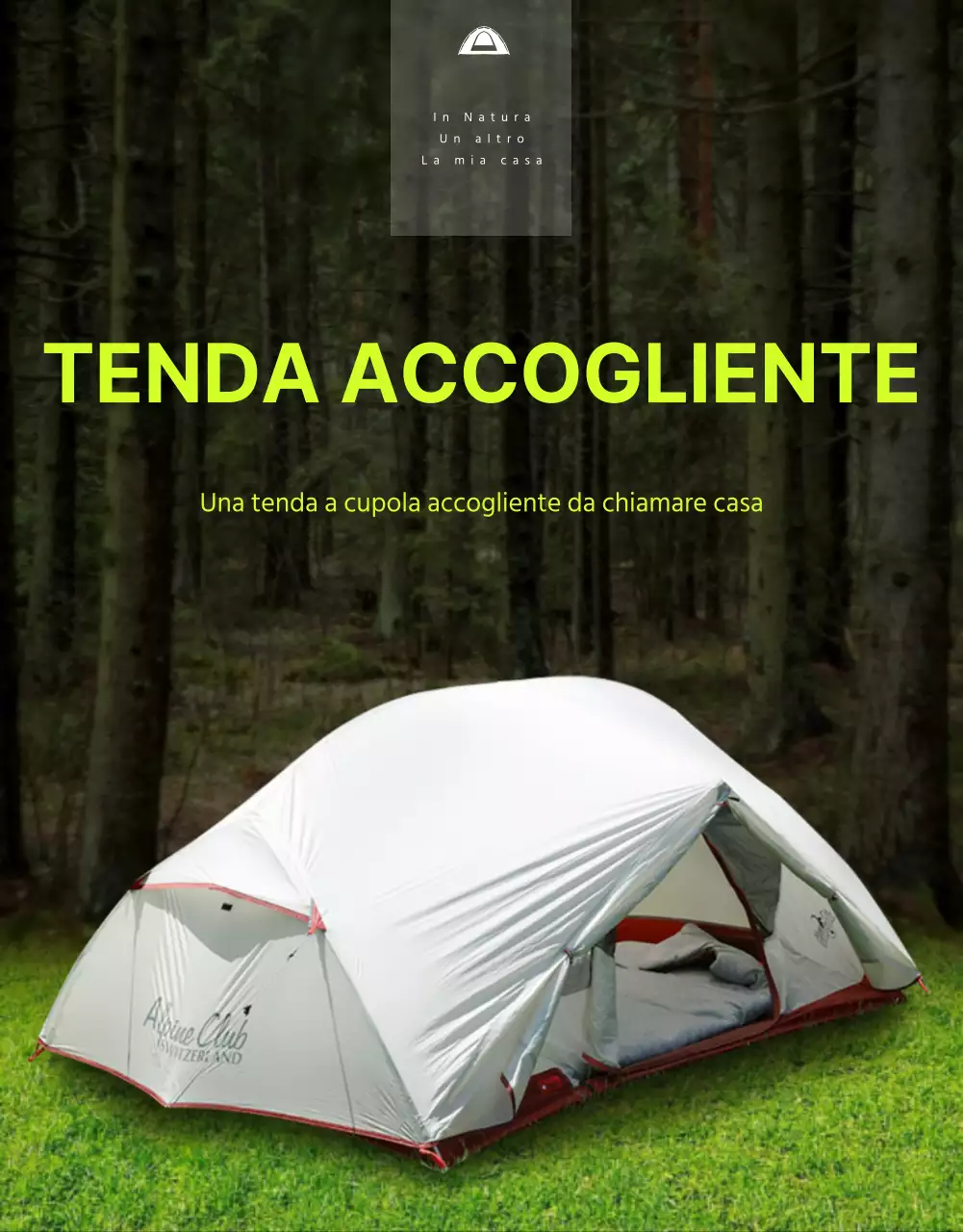 Tenda a cupola Wadiz con un layout pulito in verde fluorescente