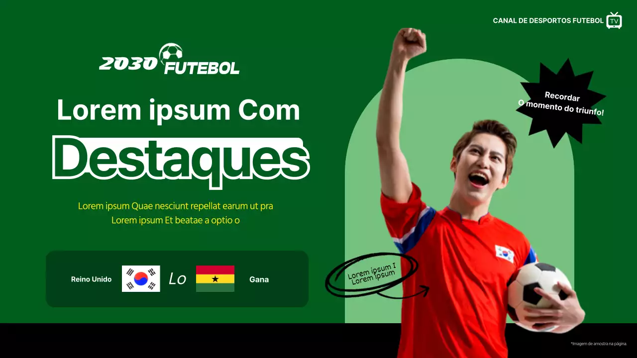 Destaques simples de futebol em verde e preto