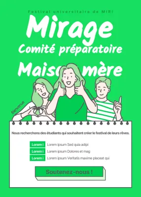 Thème de recrutement d'un organisateur de festival illustré en vert lime fluorescent