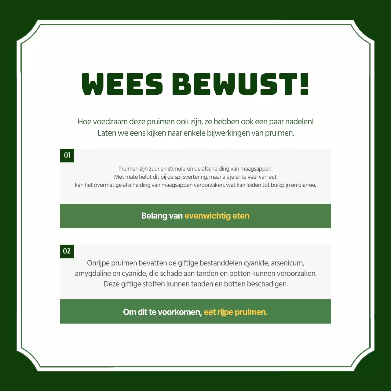 De voordelen van pruimen in een groene omgeving cardnews design