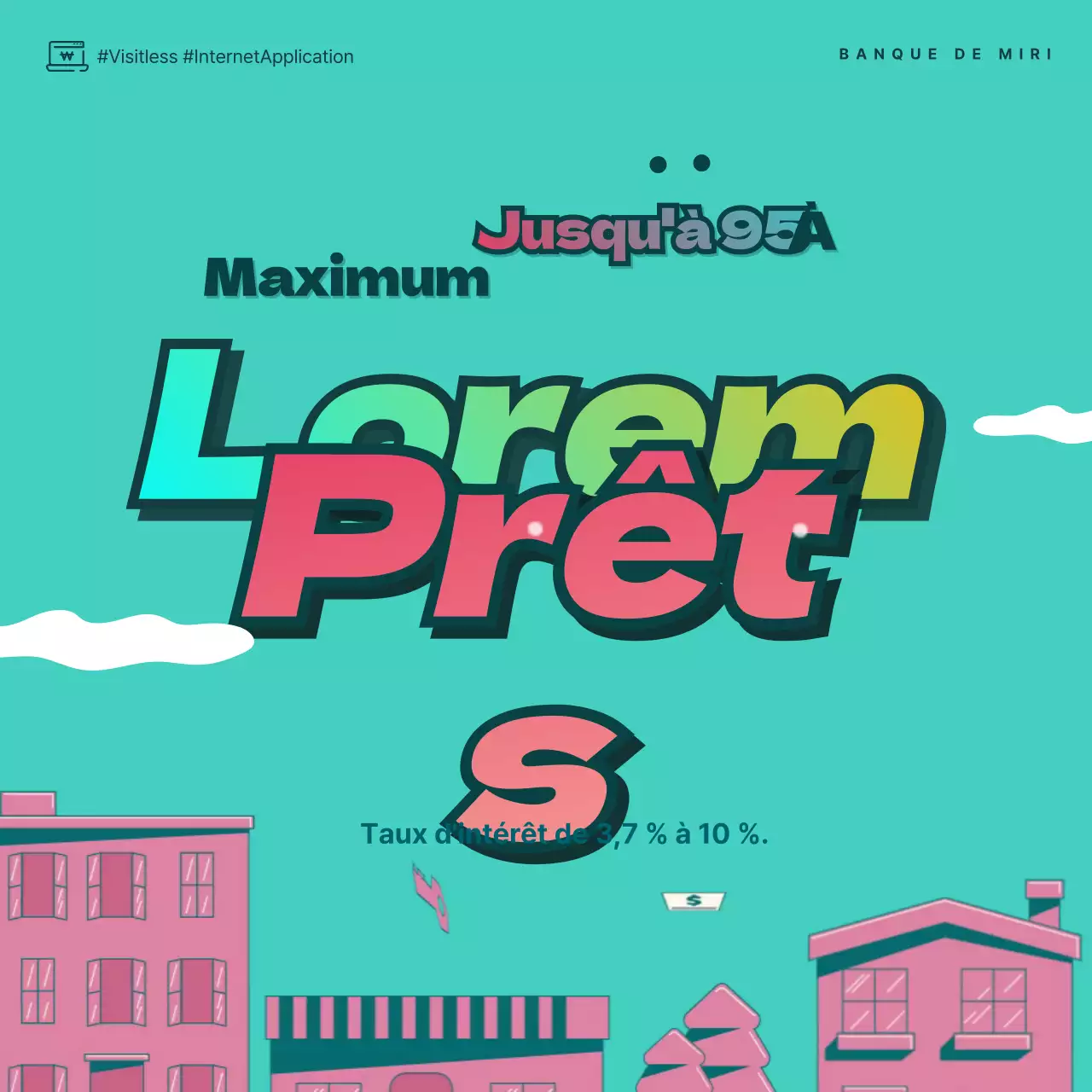 Bannière vidéo animée gif d'hypothèque bleu clair et rose