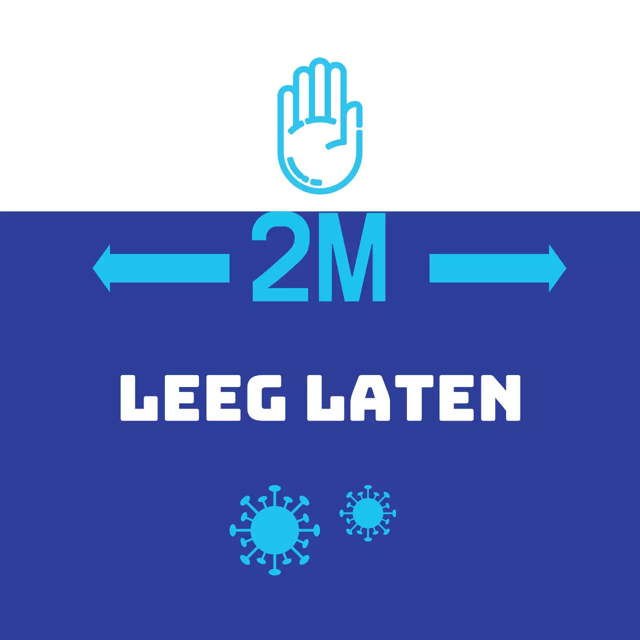 Blauwe letters gemarkeerd Schone corona afstand