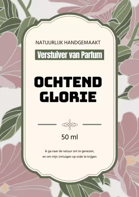 Vintage parfumlabel met groene illustratie