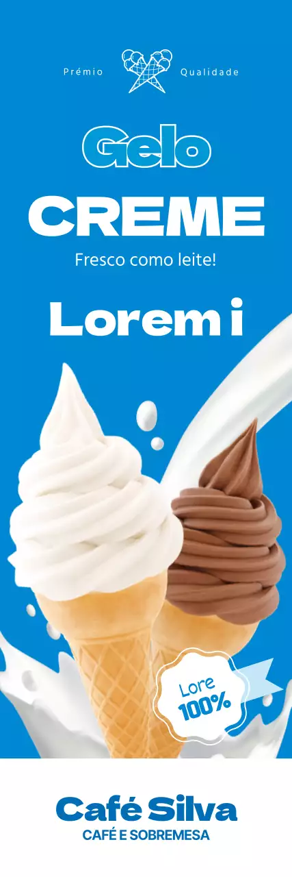 Destaque para a fotografia azul para promover o gelado limpo