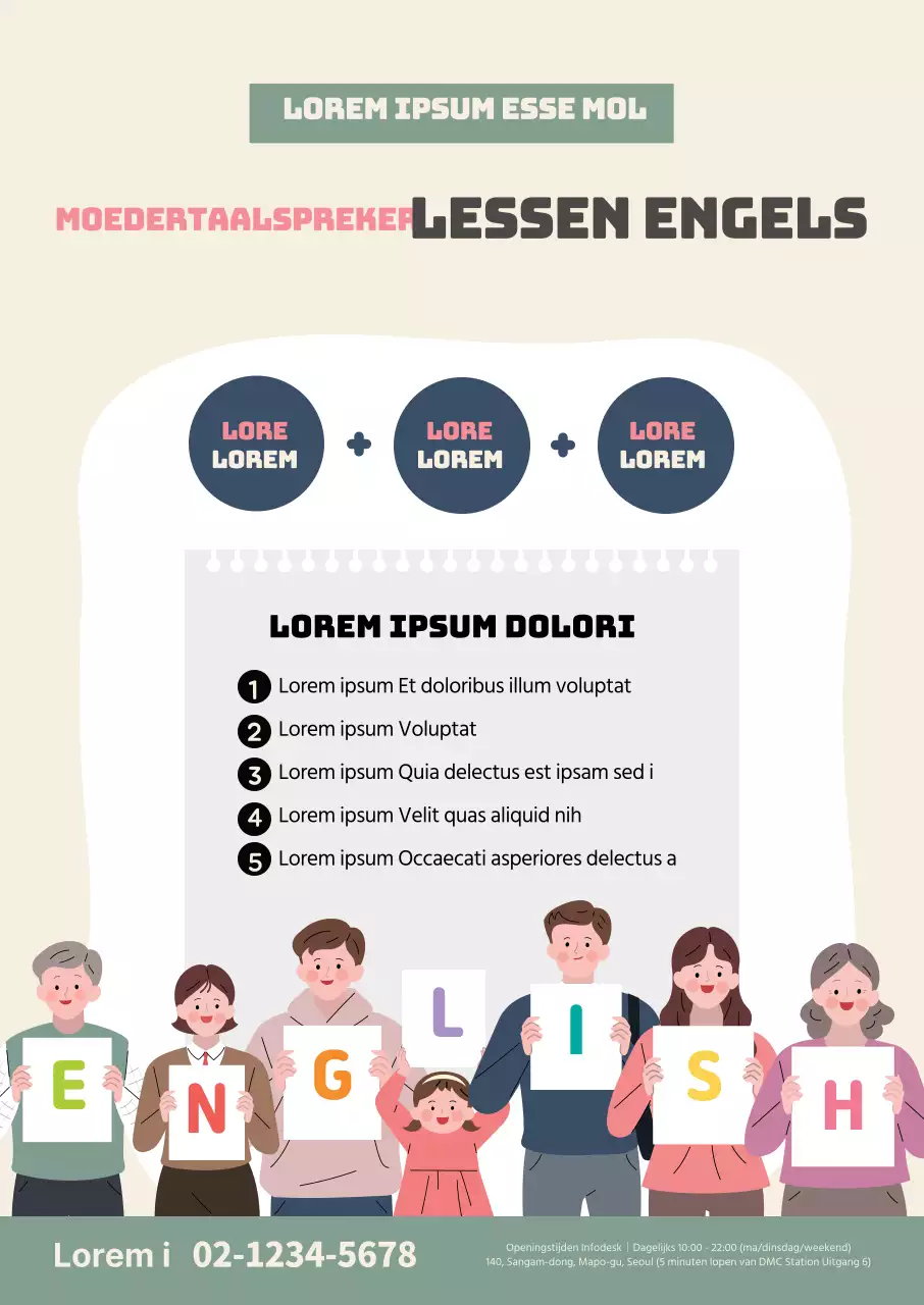 Roze Illustratie Nette Engelse Taalschool Promotie