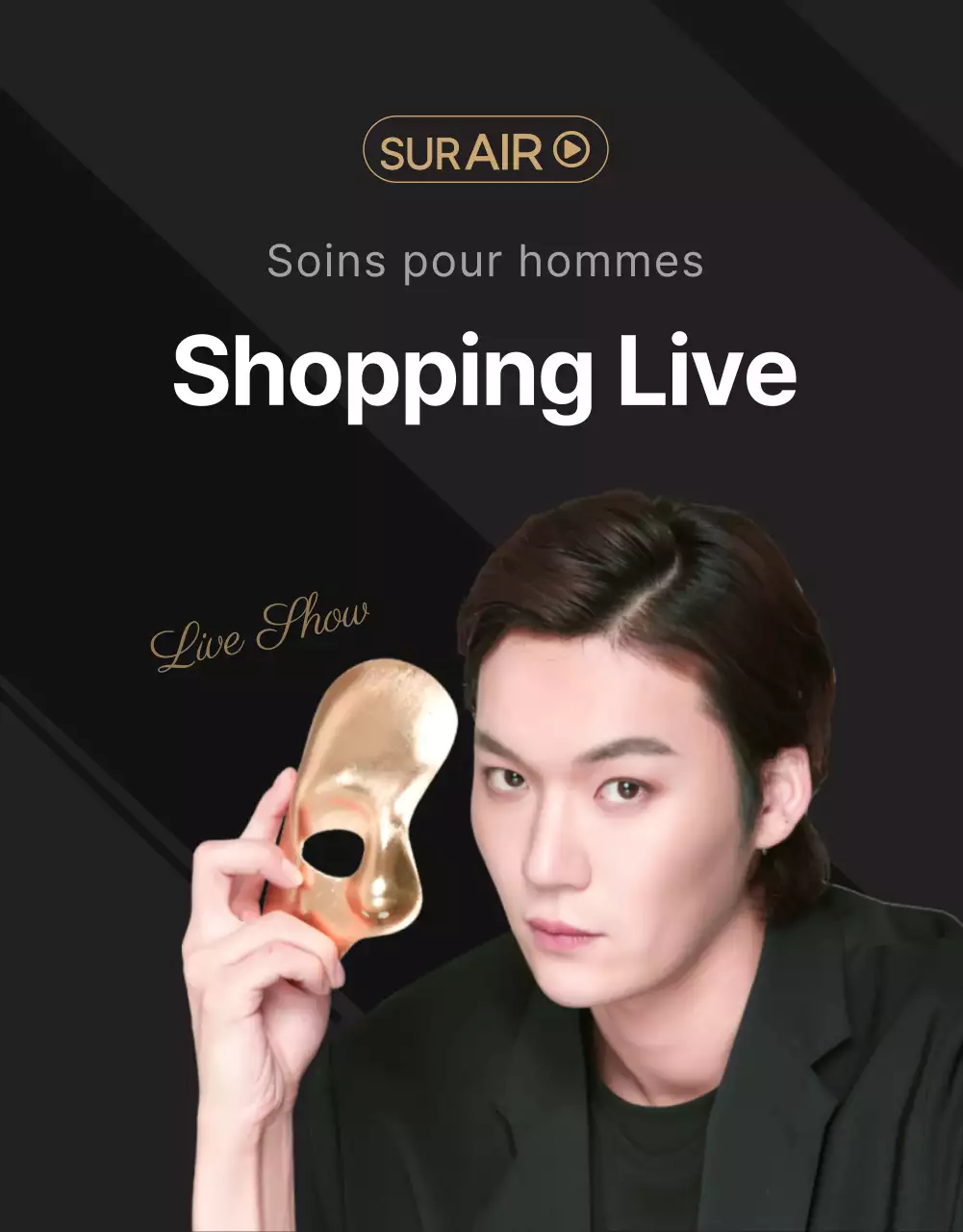 Sleek black men's cosmetics shopping live detail page