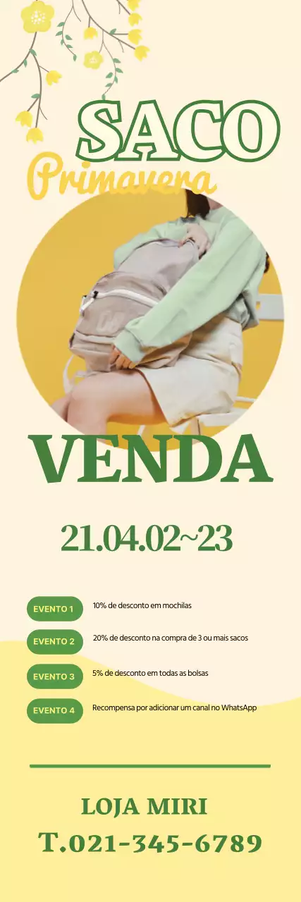 Amarelo Verde Foto em destaque Sacos de primavera bem arrumados Promover um evento de saldos