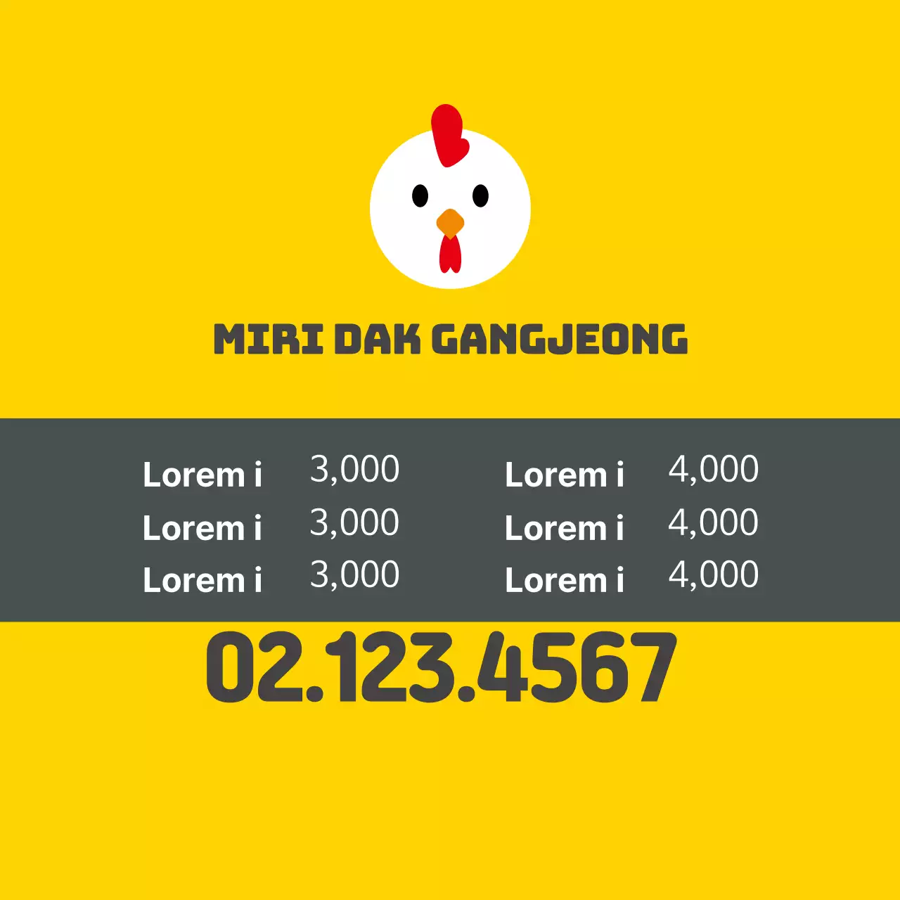 Geel Logo Schattig Restaurant Kip Gangjeong Promotie