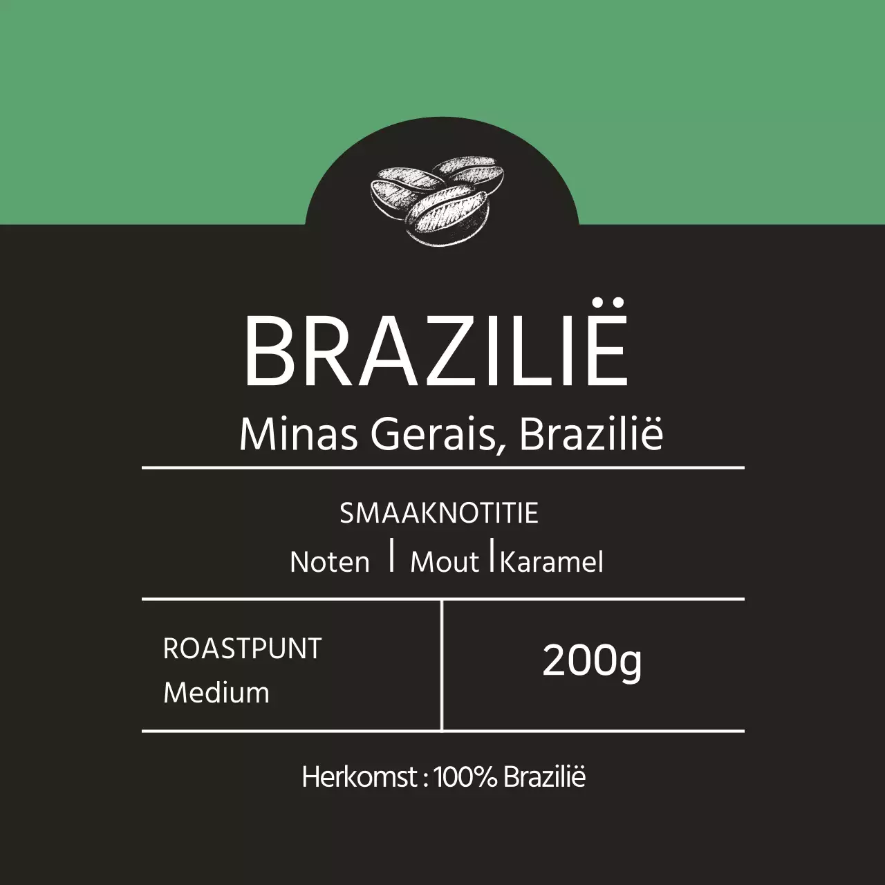 Groen geïllustreerd cafébonenlabel