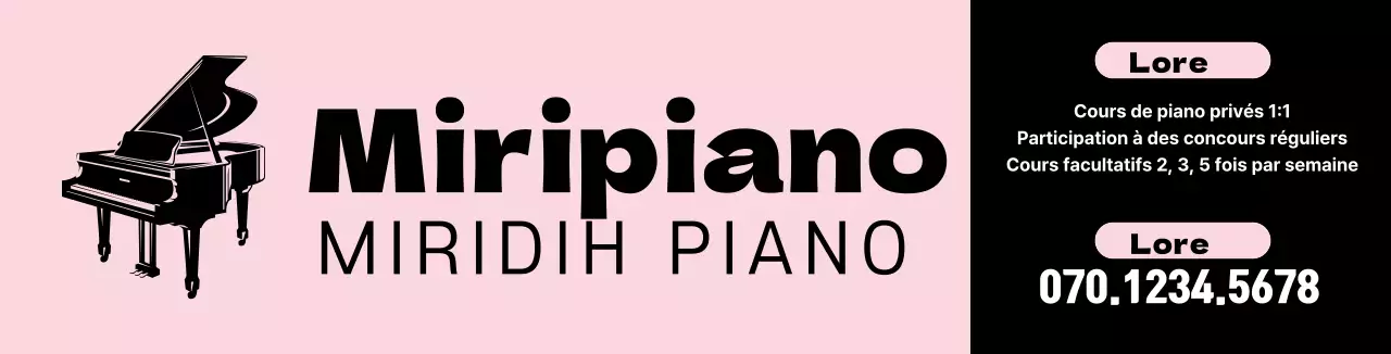 Illustration d'un clavier rose pour promouvoir une école de musique