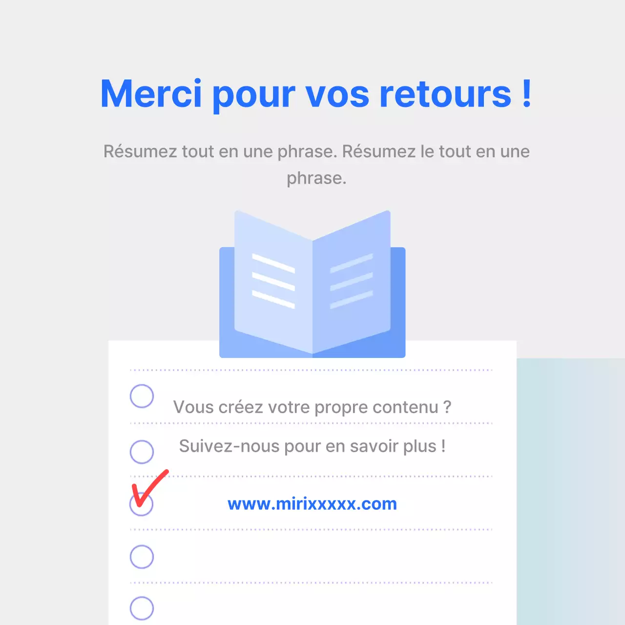 Rapport d'enquête de satisfaction avec un graphique bleu clair