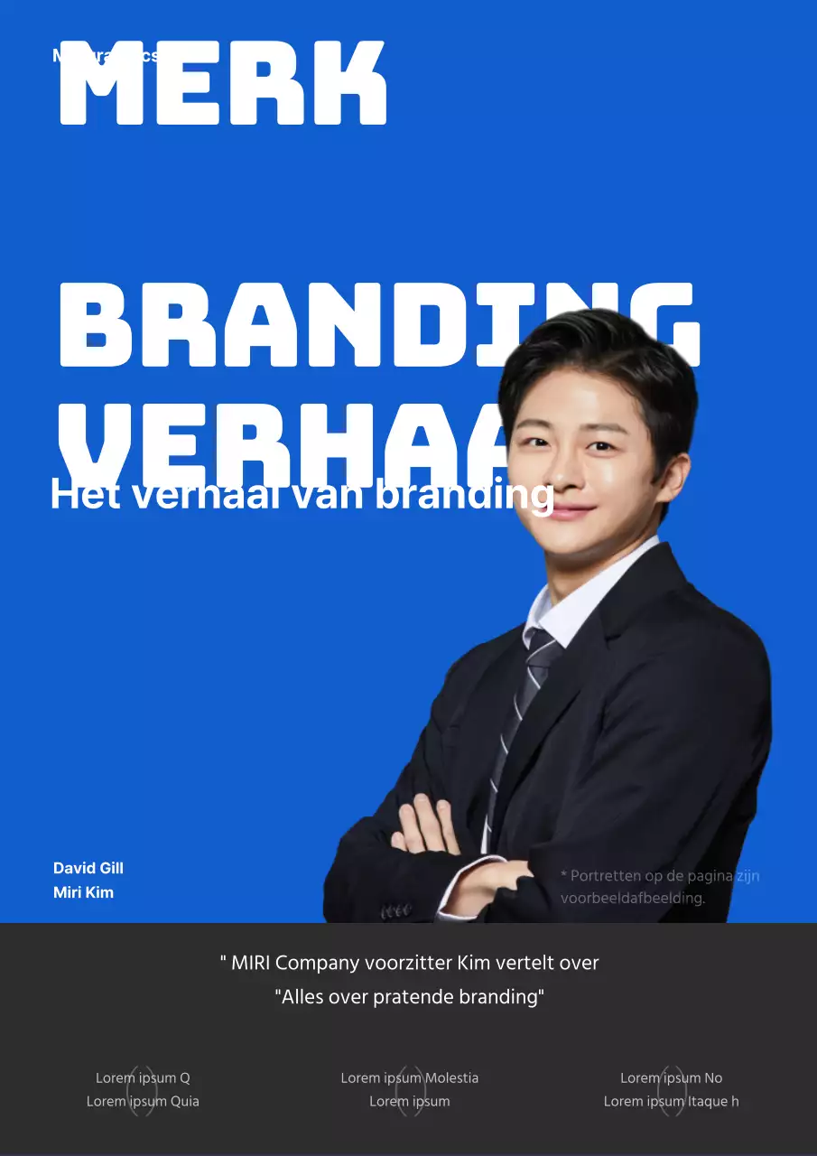 Eenvoudige branding met de nadruk op mensen in blauw en zwart