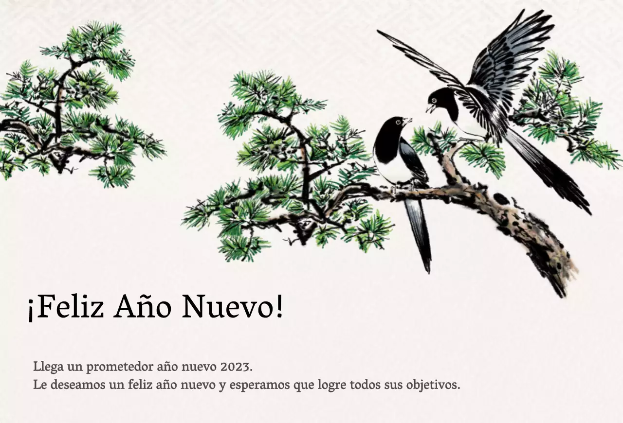 Tarjeta de felicitación tradicional coreana pintada a tinta en negro y amarillo