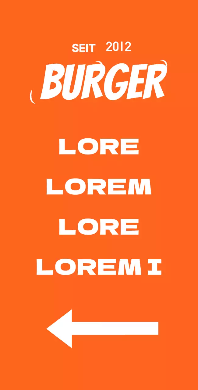 Schild mit einer Speisekarte mit der Illustration eines Hamburgers auf orangefarbenem Hintergrund