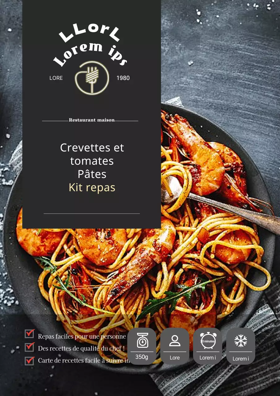 Conception d'étiquettes pour les kits de repas à base de pâtes alimentaires