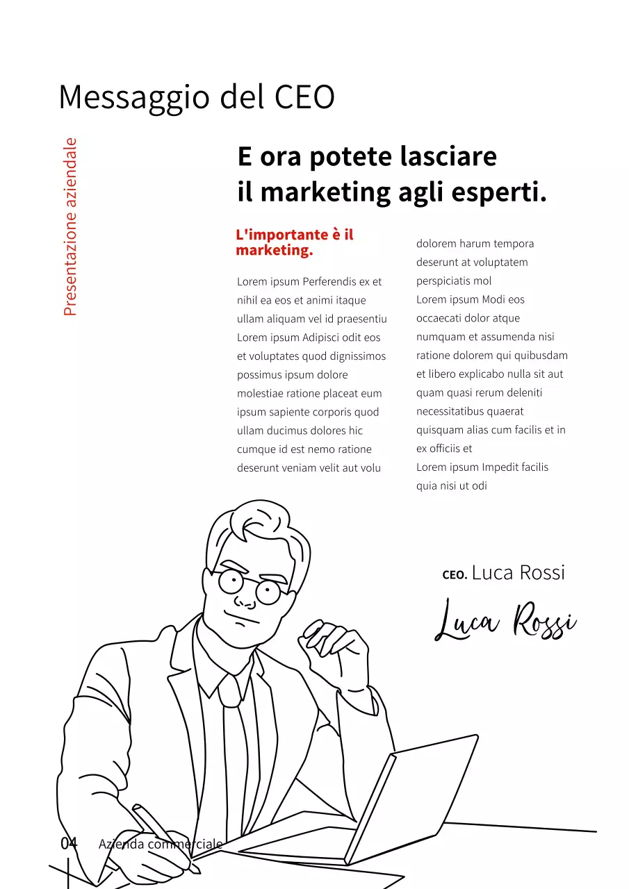 Modello di documento verticale di profilo aziendale ispirato a un edificio urbano rosso e nero