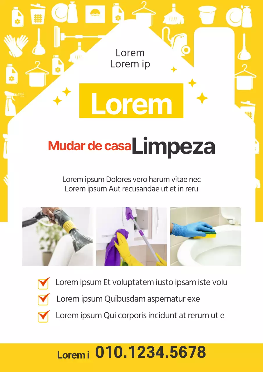 Ilustração amarela serviço de limpeza giro holbo