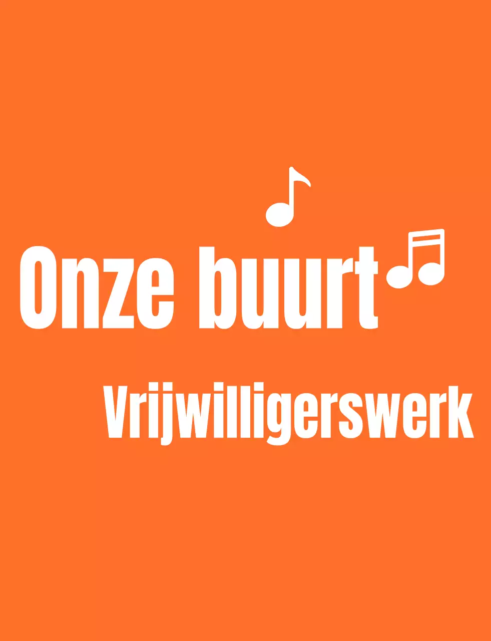 Ritmische tekst logo stijl in oranje en wit Vrijwilligersorganisatie