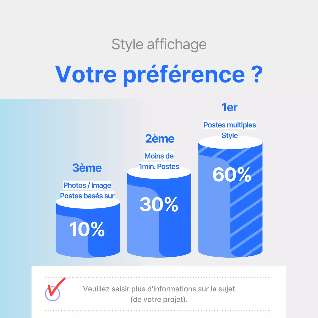 Rapport d'enquête de satisfaction avec un graphique bleu clair