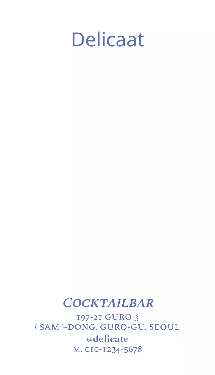 Helder café visitekaartje in lichtblauw en wit