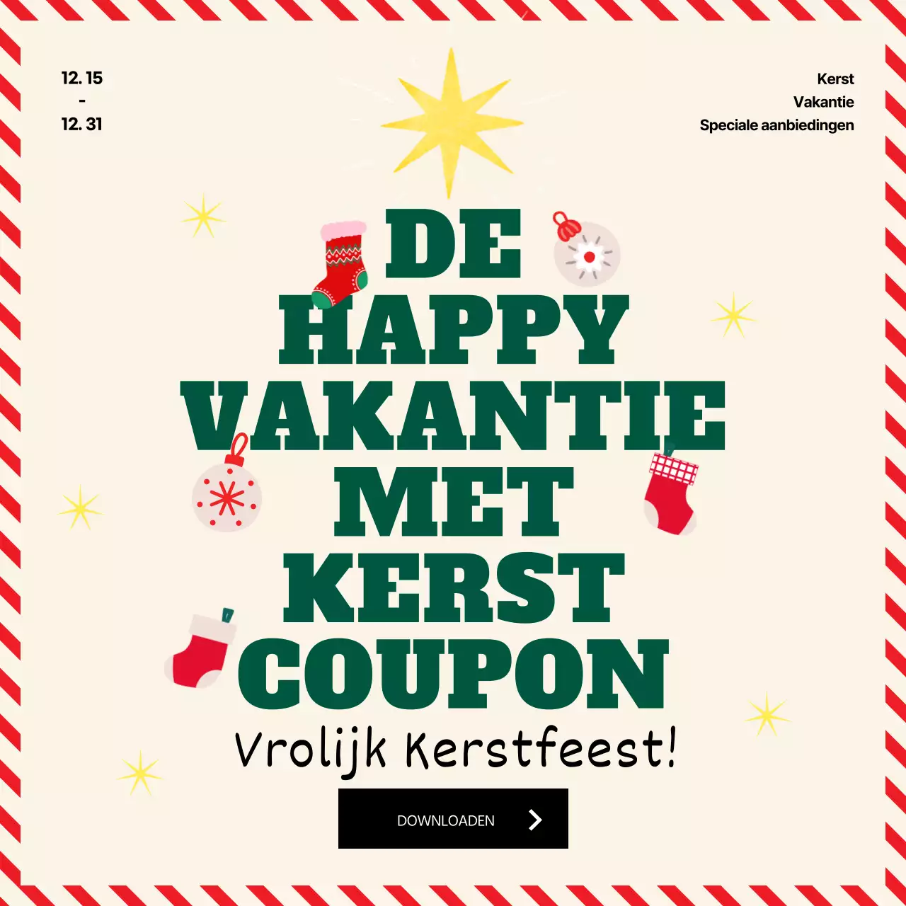 Feestelijke kortingsbonnen met een groen kerstboomthema