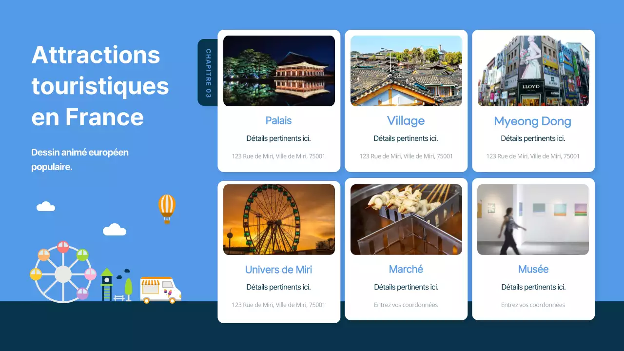 Guide de voyage illustré bleu et bleu marine pour la Corée du Sud