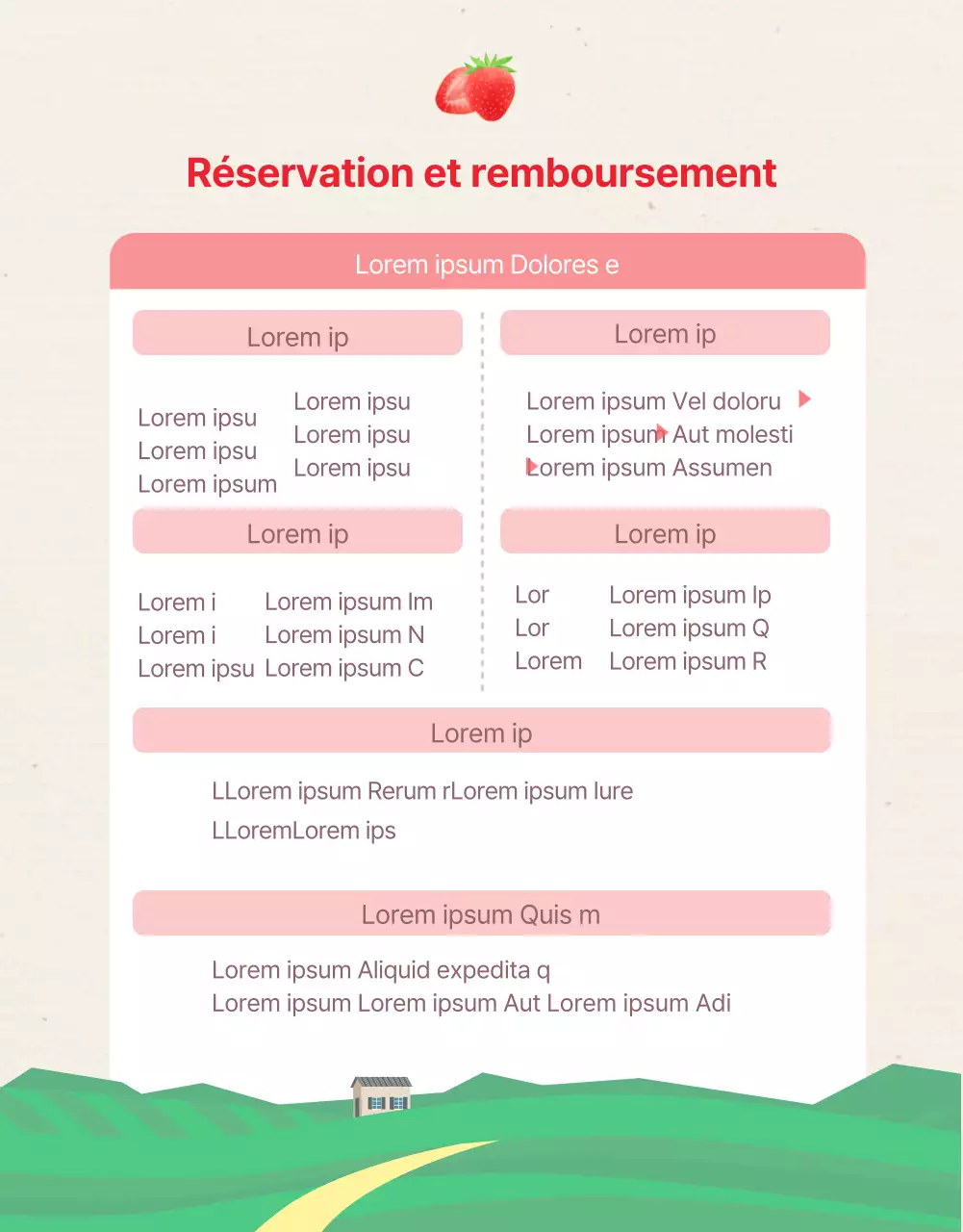 Détails de l'expérience de la ferme de fraises illustrée en rose