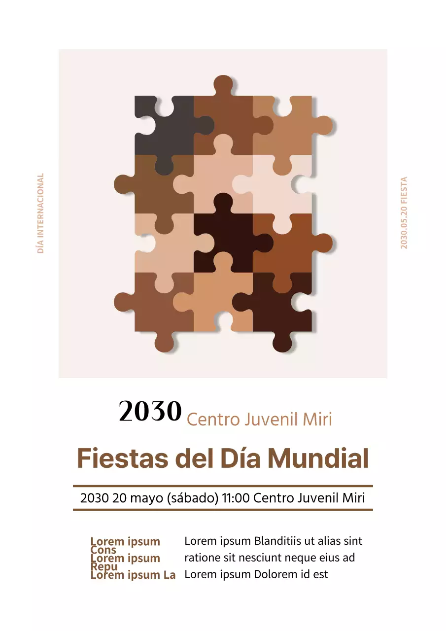 Cartel festivo en tonos marrones con un mensaje de inclusión racial