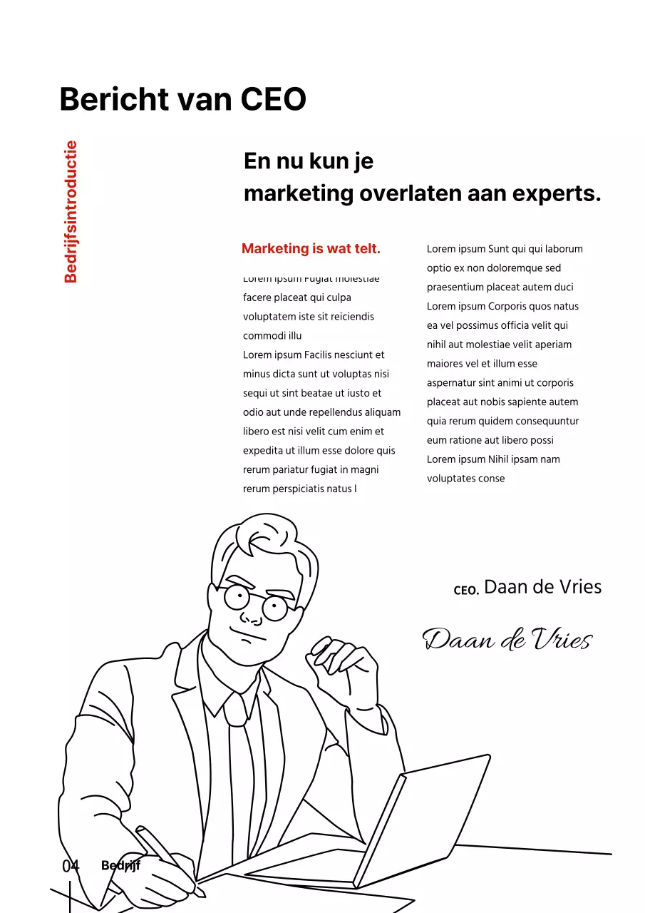 Sjabloon voor verticaal document met op rood en zwart geïnspireerd zakelijk profiel