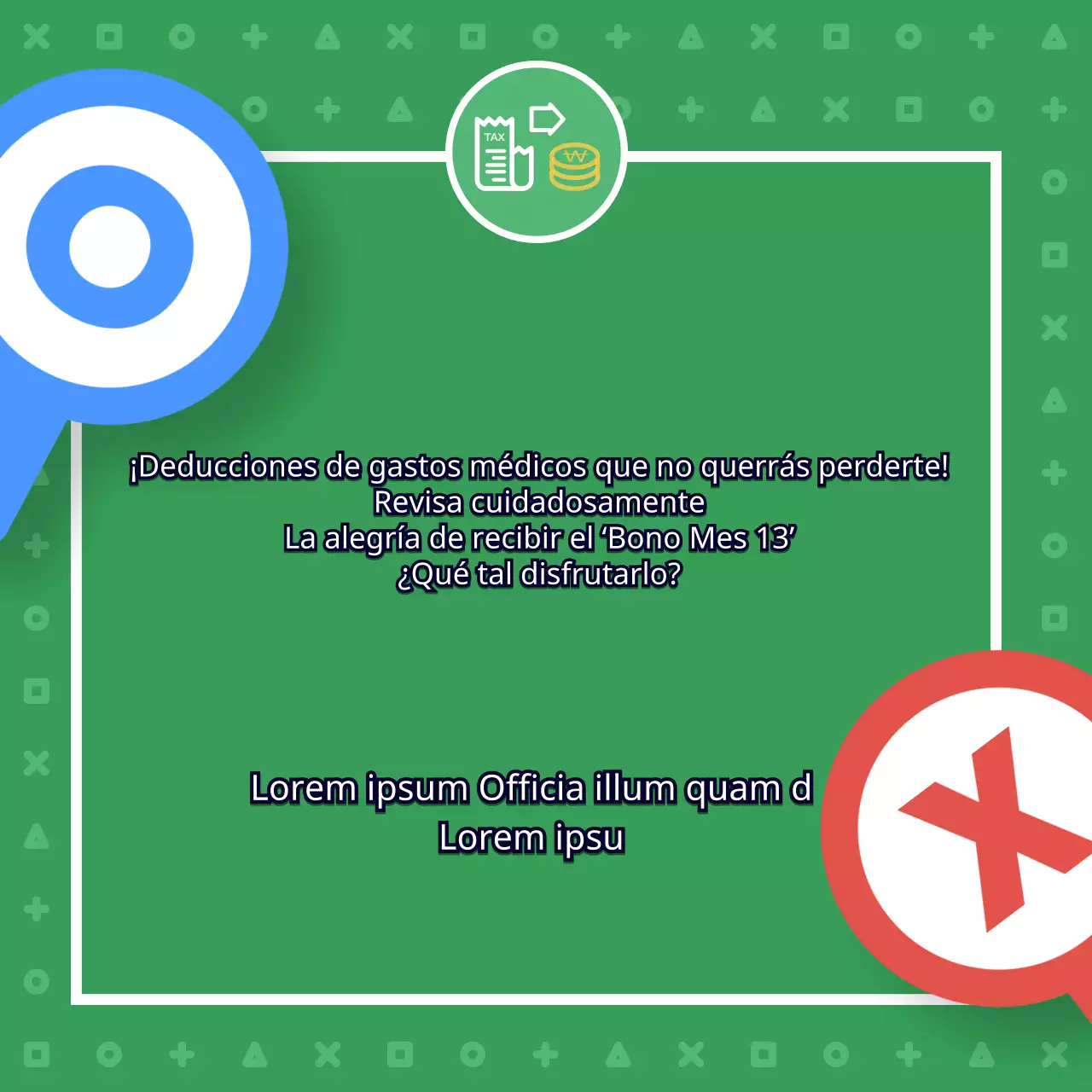 Cuestionario fiscal de fin de año con simpáticas ilustraciones verdes