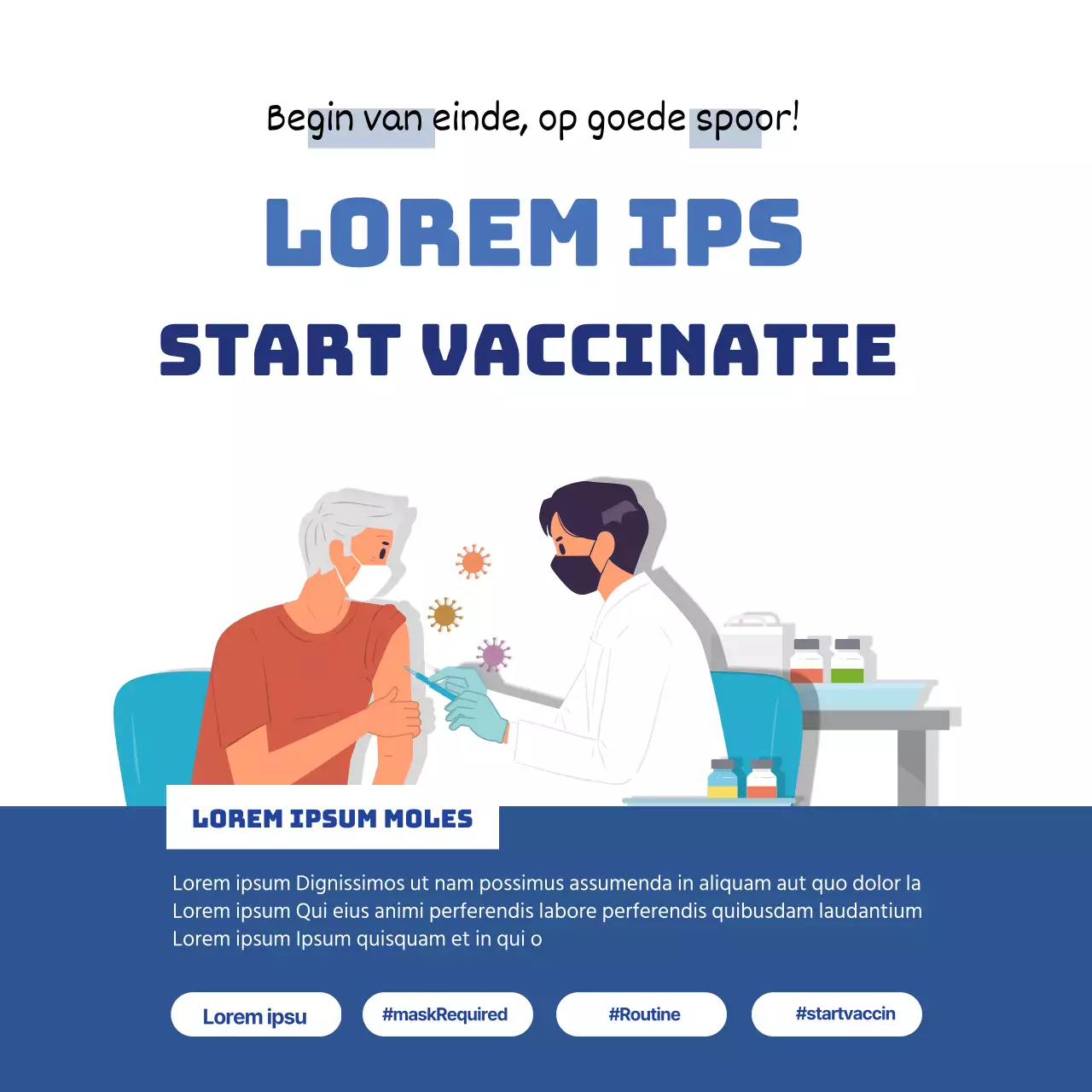 blauwe illustratie schoon coronavirus vaccin