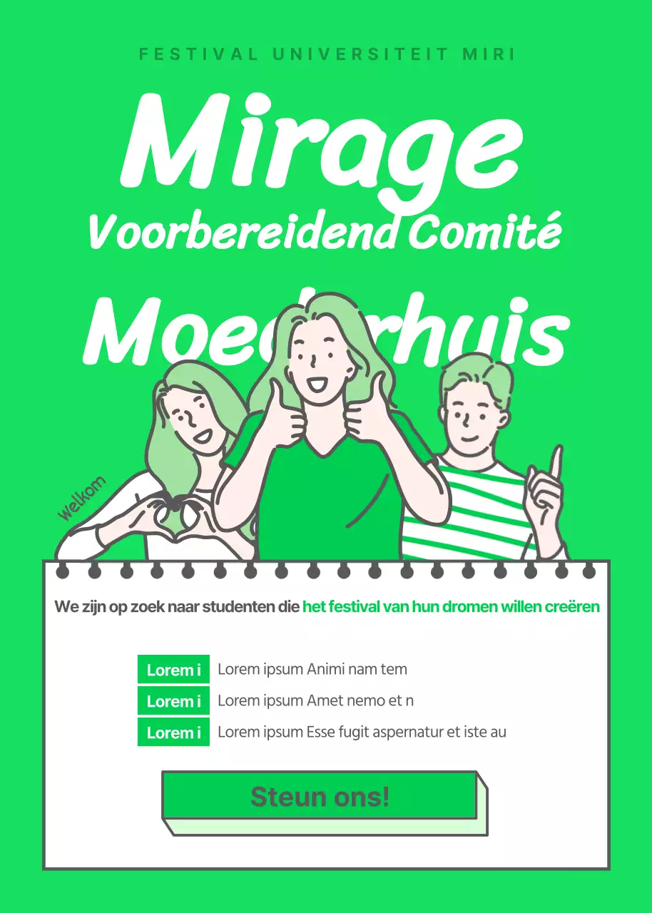 Fluorescerend limoengroen schoon geïllustreerd festivalorganisator wervingsthema