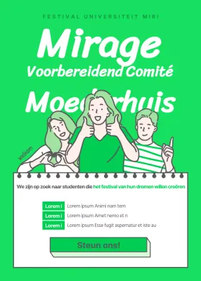 Fluorescerend limoengroen schoon geïllustreerd festivalorganisator wervingsthema