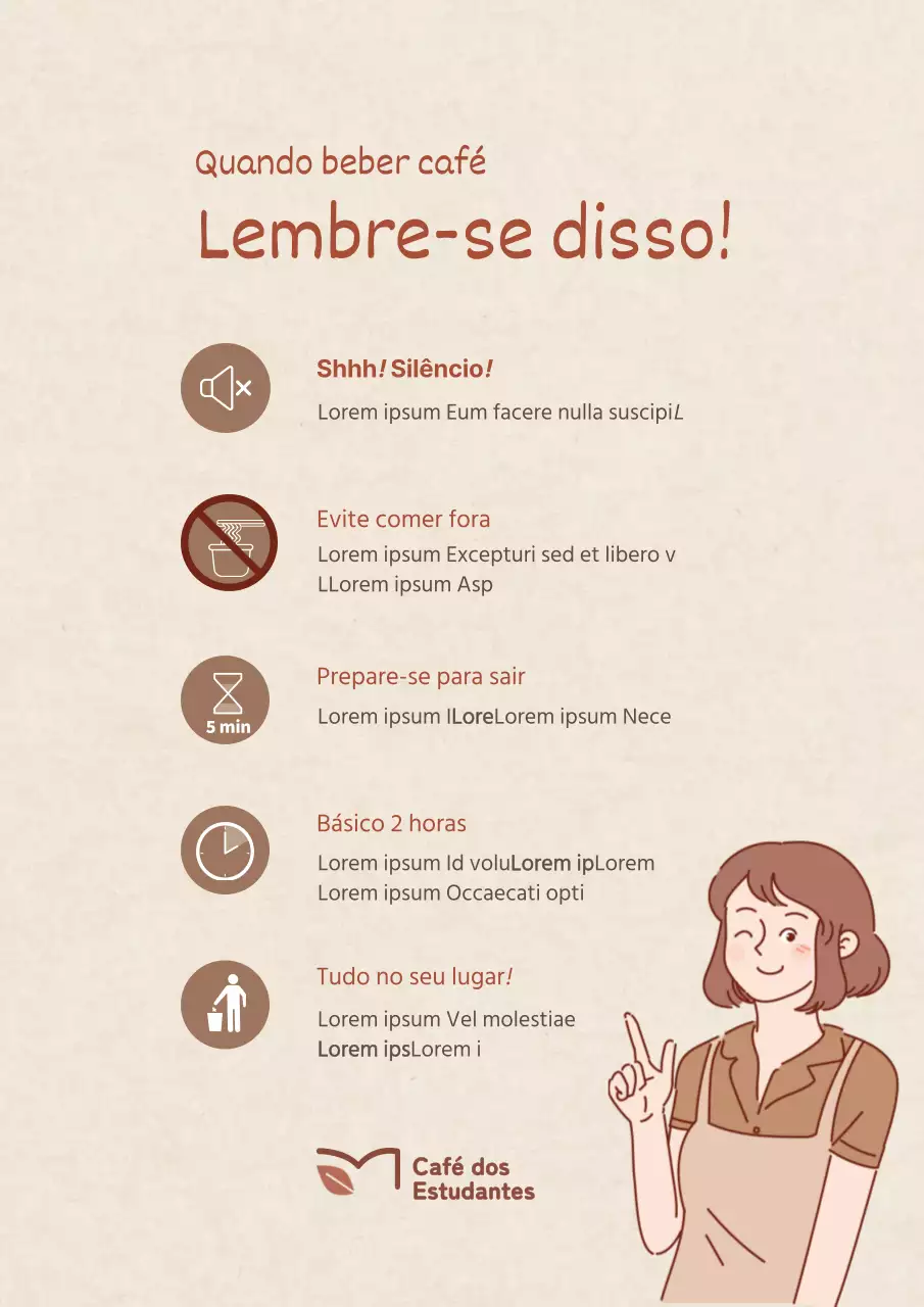 Instruções do Brown study café