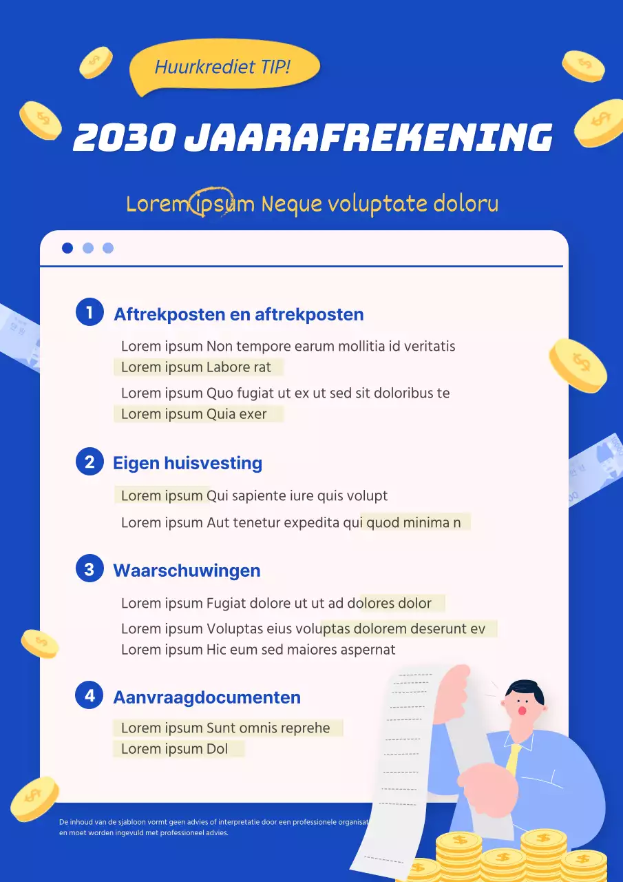 Blauwe en gele schone illustratie eindejaarsposter verticaal