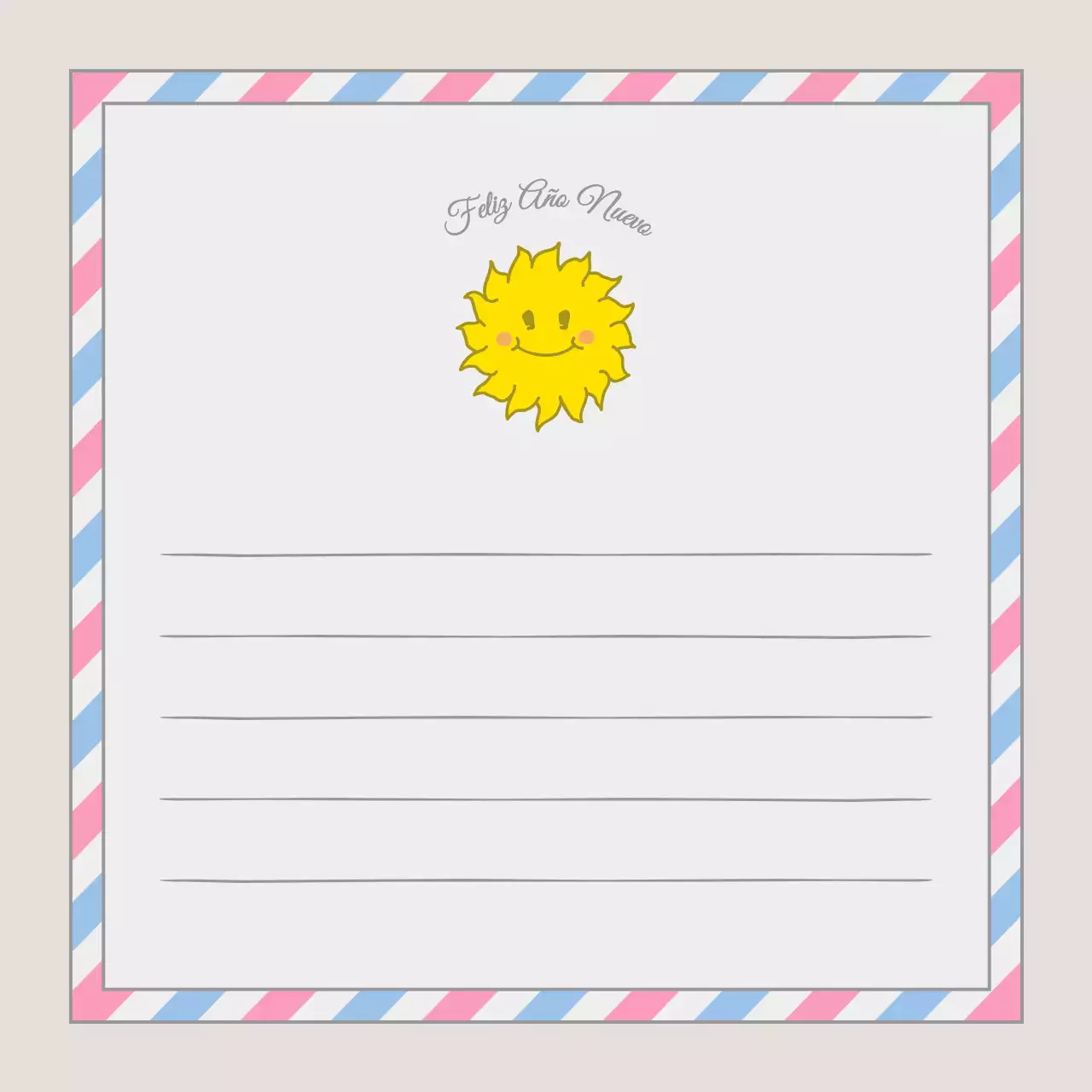 Año del Cielo Rosa Azul Amarillo Ilustración de Feliz Año Nuevo