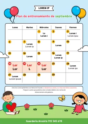 Un bonito plan de clases mensuales para guarderías