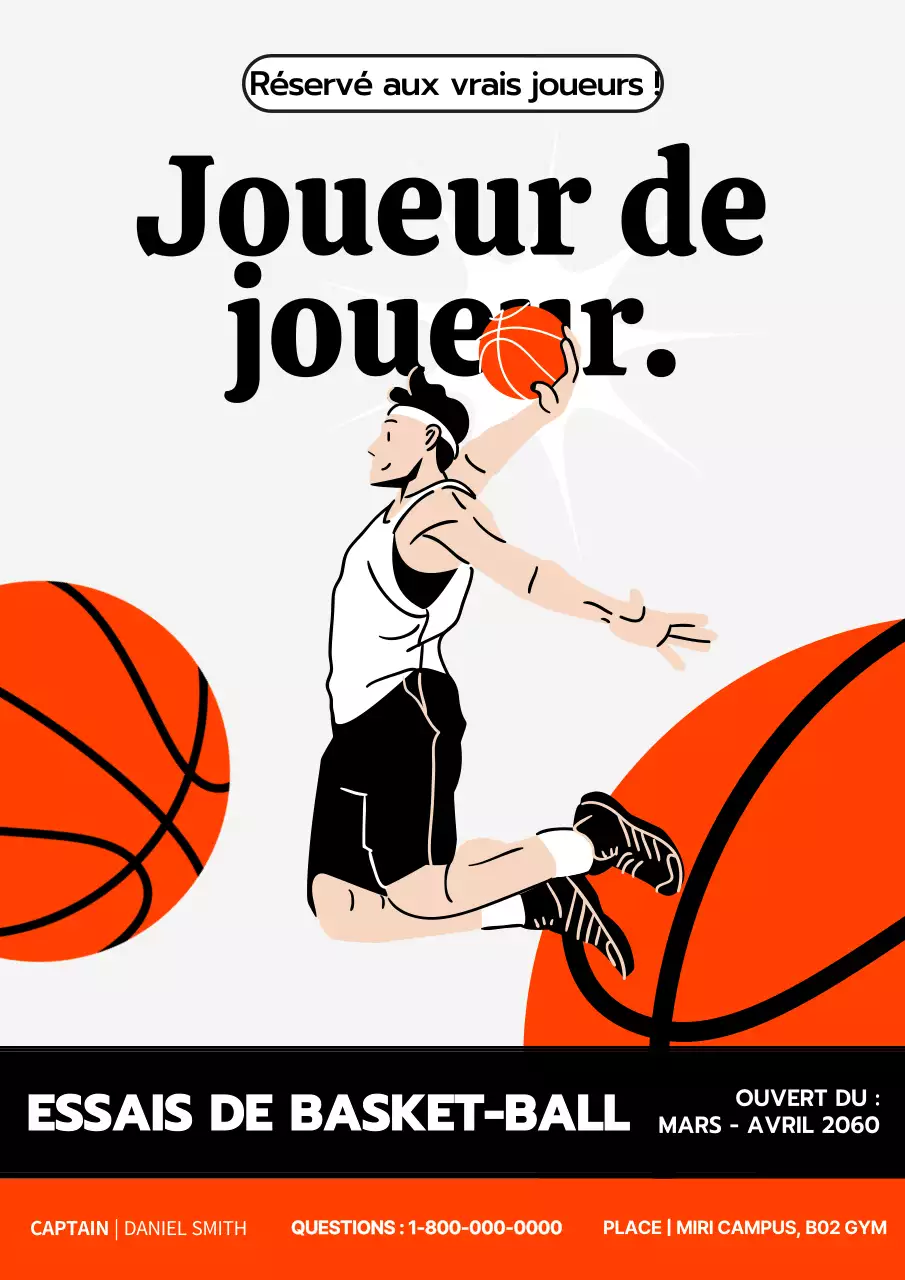 Publicité pour le recrutement d'un club avec des illustrations orange