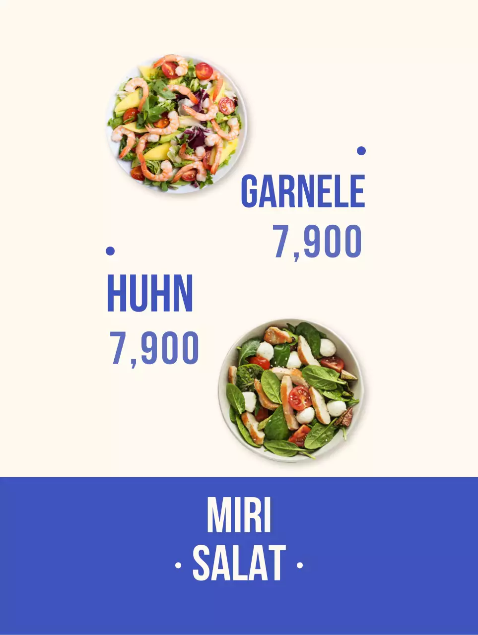 Banner für frische Lebensmittel in Blau und Beige