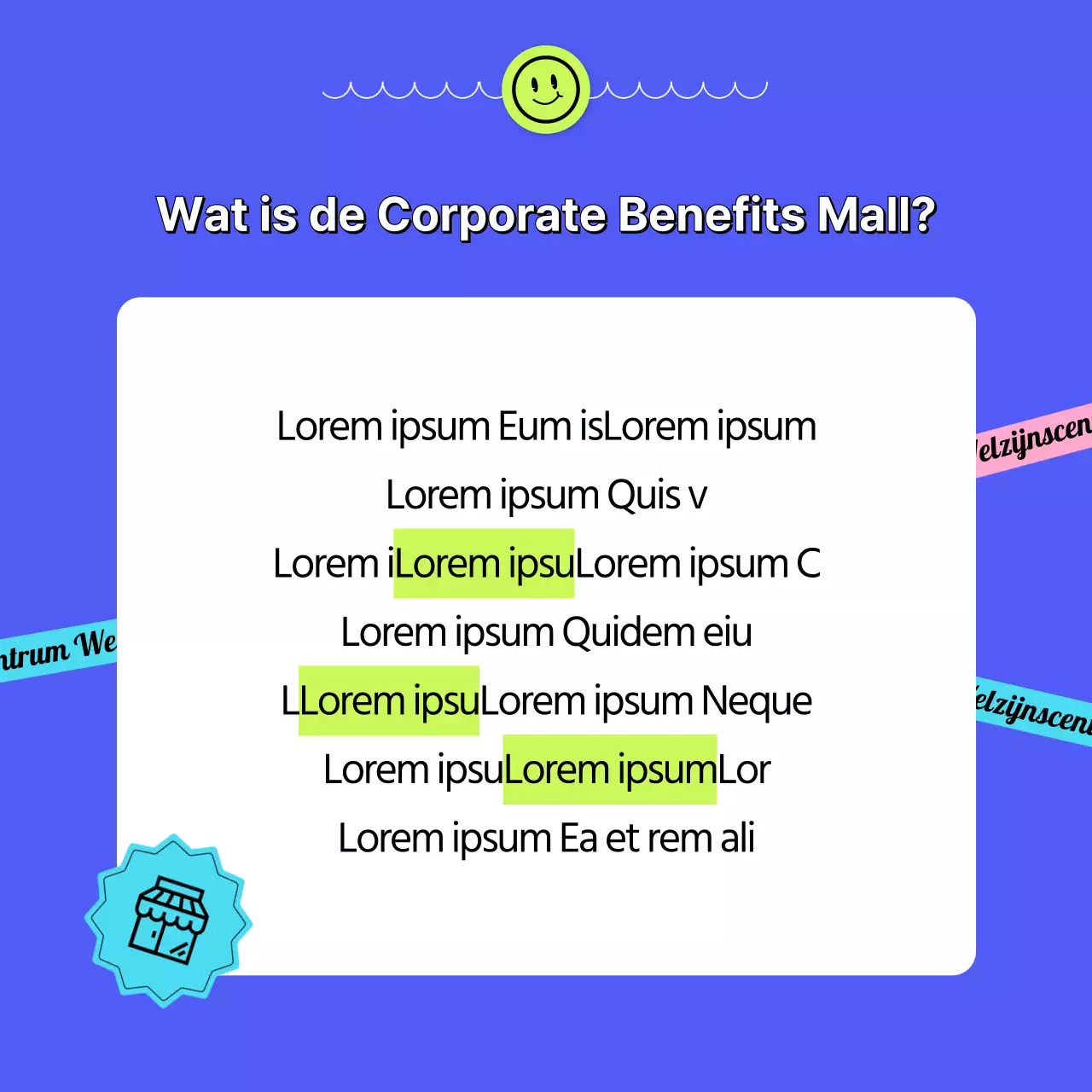 Uitleg over het blauwe welzijnscentrum met een stickerconcept CardNews