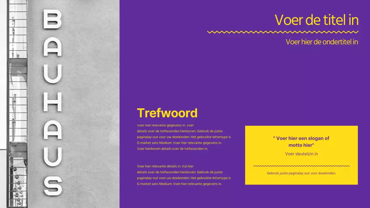 Een sterke, strakke presentatie in geel en paars