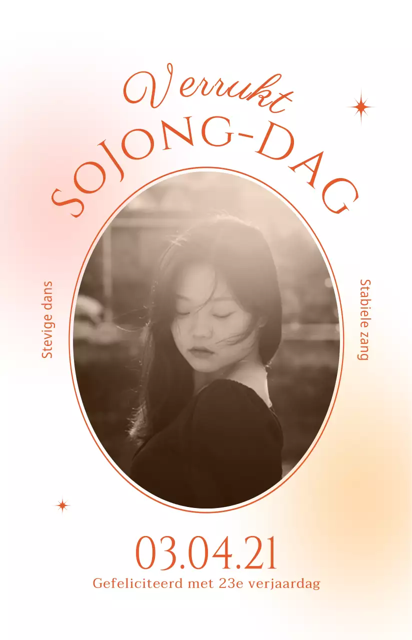 Sentimentele ovale fotolijst in oranje en geel