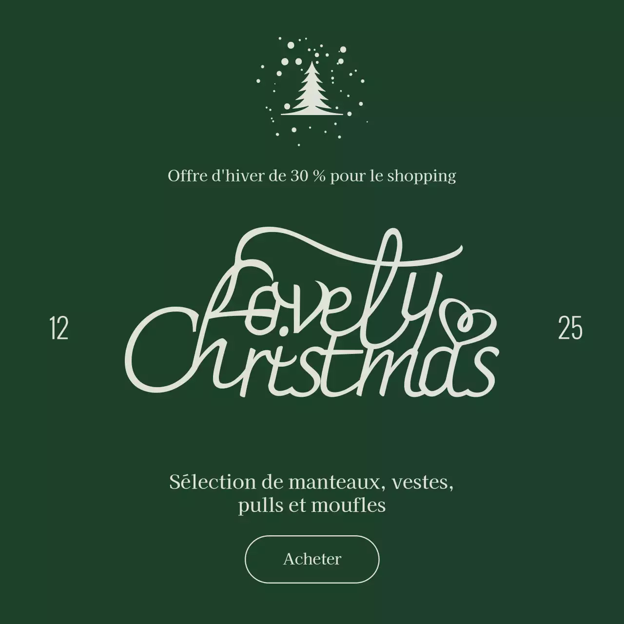 Carré simple et propre pour les événements de Noël en hiver