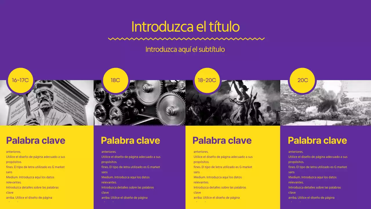 Una presentación fuerte y limpia en amarillo y morado