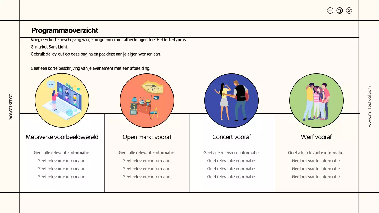 Ivoren en gele lijnen markeren voorstel universiteitsfestival