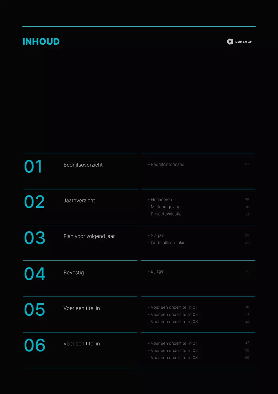 Eenvoudig concept ondernemingsplan in lichtblauw en zwart