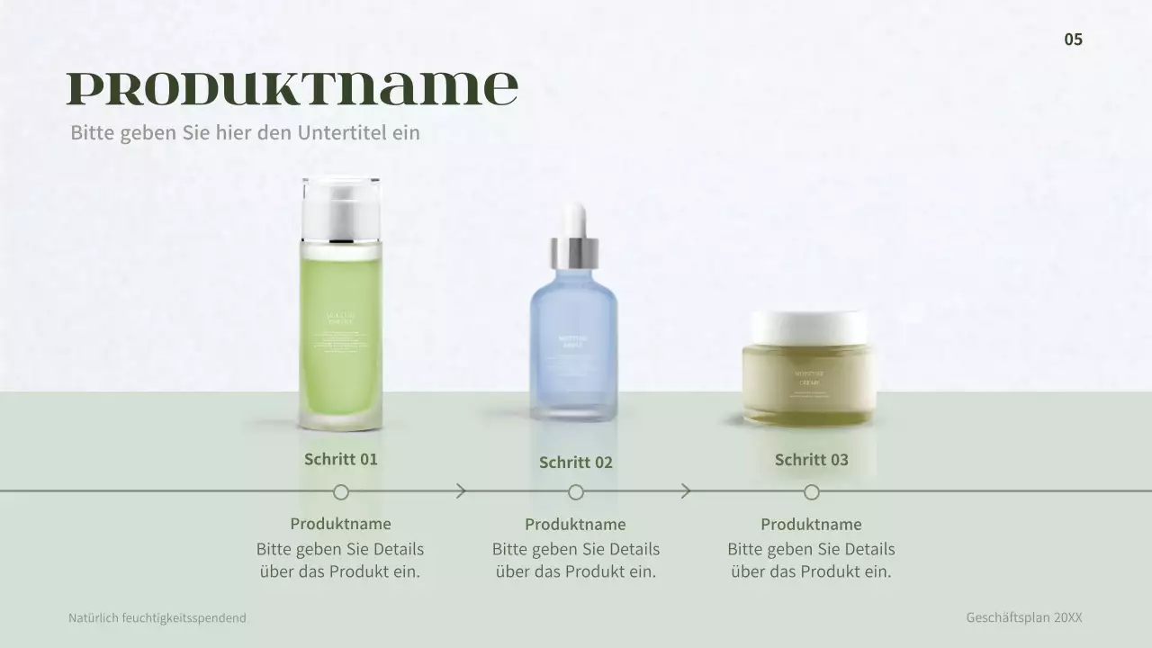 Geschäftsplan für ein dunkelgrünes Dermakosmetikkonzept