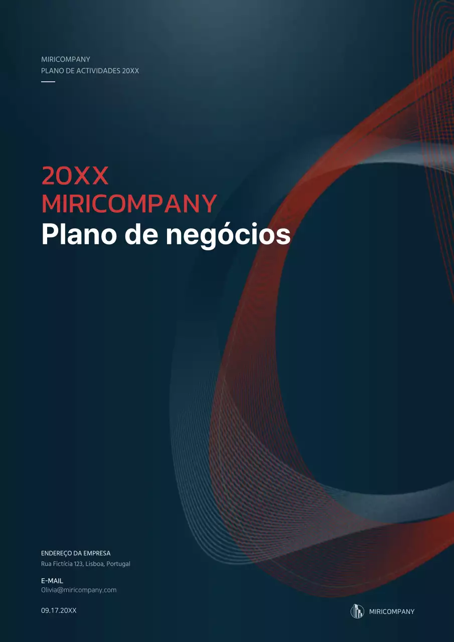 Conceito gráfico de plano de negócios em azul marinho e vermelho