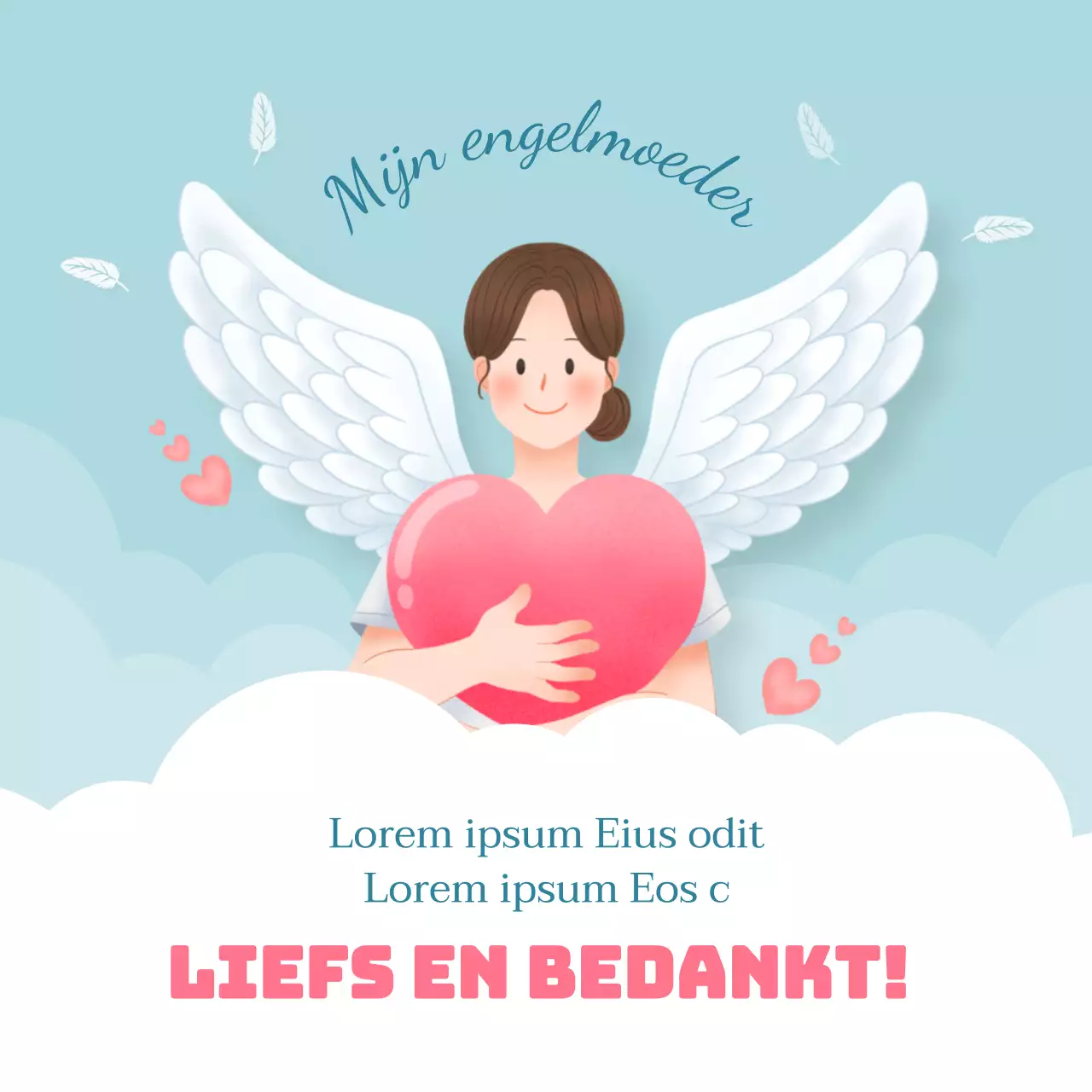 Moederdag Moederdag bedankje met een engel in de wolken concept