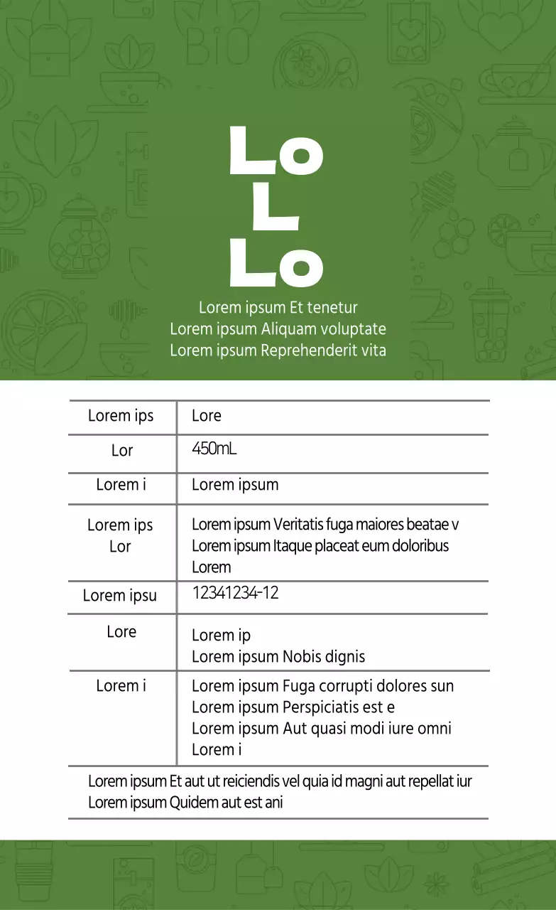 Letras verdes realçadas Chá verde fresco